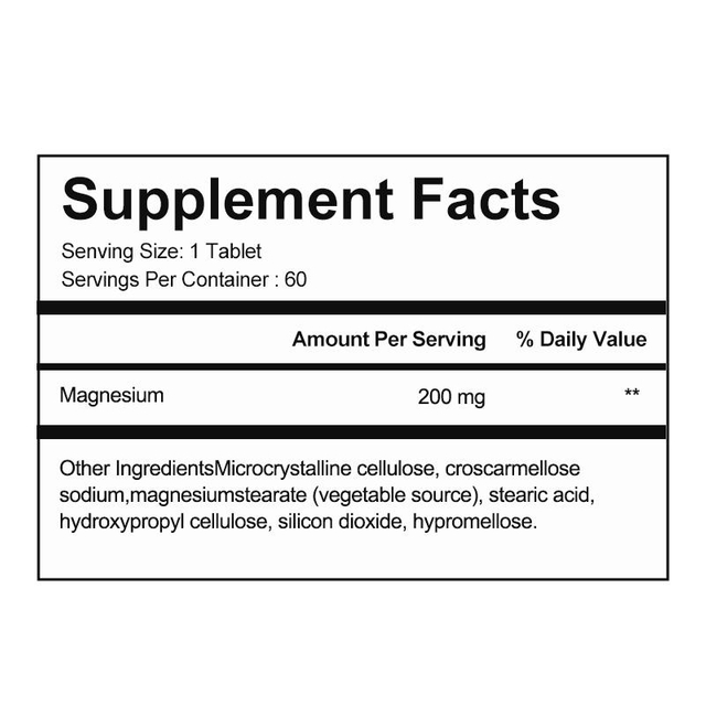 Magnesiumglycinat-tabletter, sv&aelig;rt absorberbart magnesium, brukes til s&oslash;vn, muskelavslapping og stresslindring