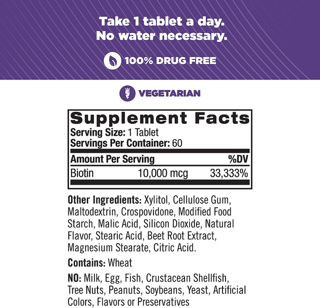 OEM biotintabletter 10000 mcg fremmer sunt h&aring;r, hud og negler st&oslash;tter energimetabolismen