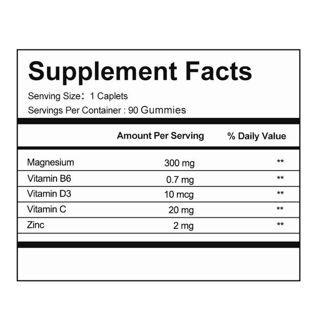 OEM/ODM Tidur Semulajadi Dewasa, Melegakan Tekanan dan Sokongan Otot Magnesium Gummies, Vegan dan Bukan GMO