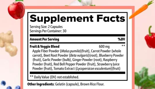 OEM daglige superfood-kapsler til voksne - Frugt- og gr&oslash;ntsagstilskud til at &oslash;ge immuniteten og energien