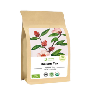 Ceai organic de hibiscus pentru arderea grăsimilor, 50 de pliculete de ceai, ingrediente din plante pure, fibre de porumb