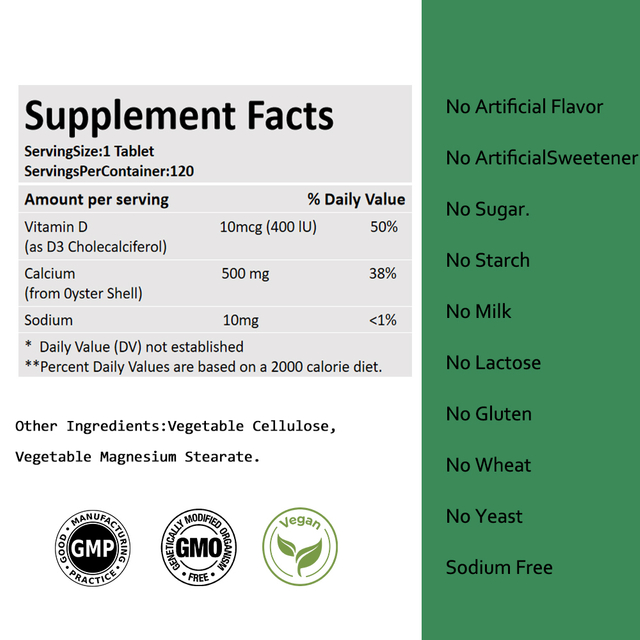 எலும்பு ஆரோக்கியத்திற்கான கால்சியம் வைட்டமின் டி3 மாத்திரை